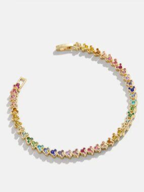 Disney x BaubleBar - Mickey Mouse Rainbow Tennis Bracelet - Gold Tone - Size L
